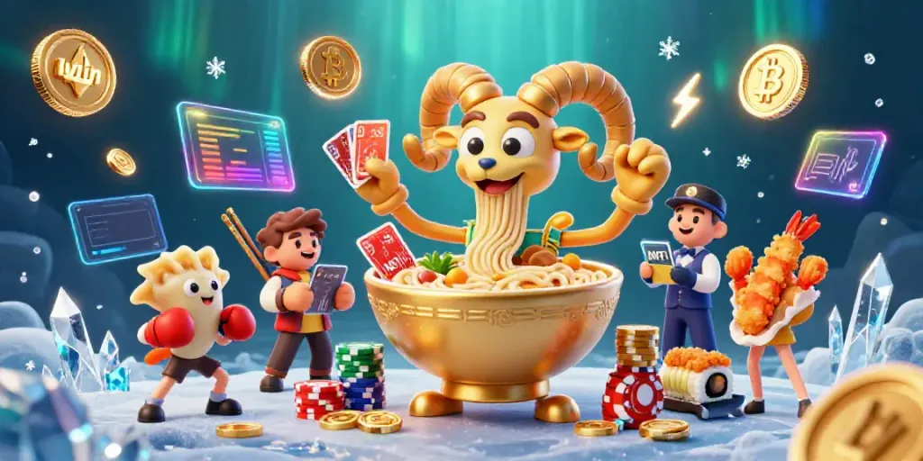 Engage in thrilling play at Iwin with vibrant 3D characters, cards, and neon coin elements.