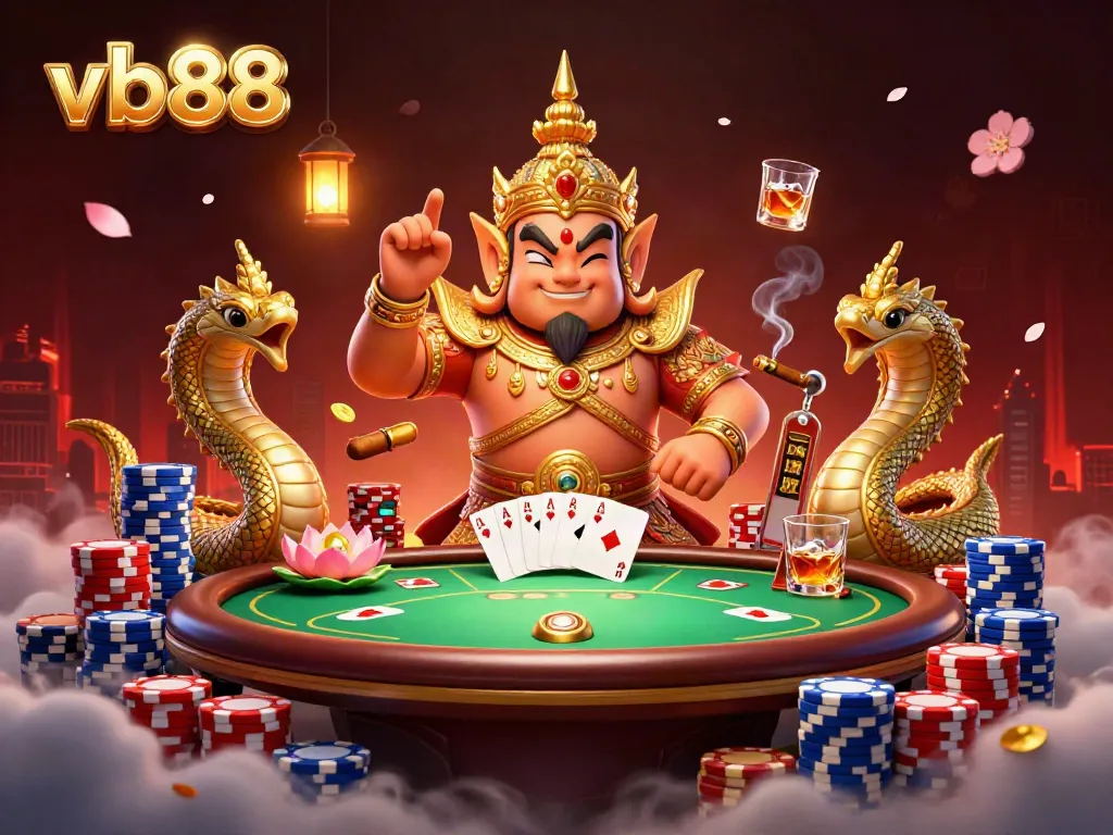 Engage in thrilling poker action with vb88’s vibrant casino scene featuring dynamic characters and elements.
