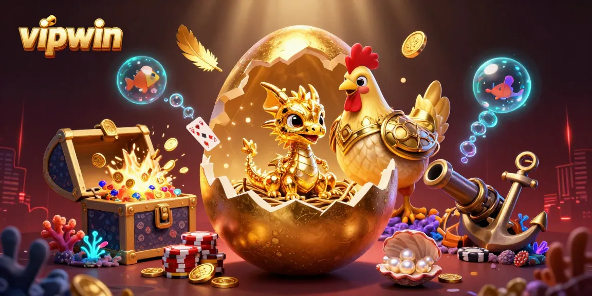 Engage with vipwin's thrilling golden dragon and poker chips in this stunning 3D casino illustration