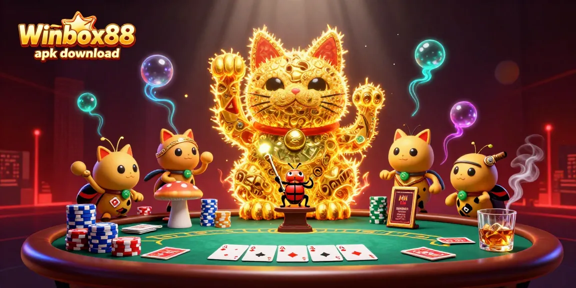 Experience the excitement of Winbox88 apk download with a vibrant, animated casino scene.