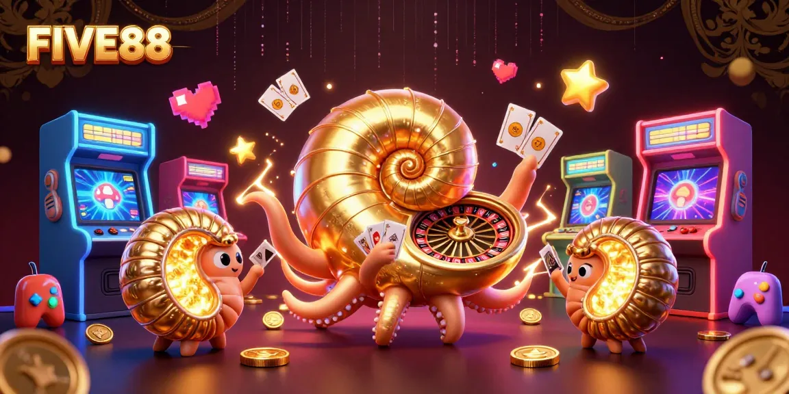 Engage in epic gaming adventures with FIVE88 featuring a vibrant casino landscape.