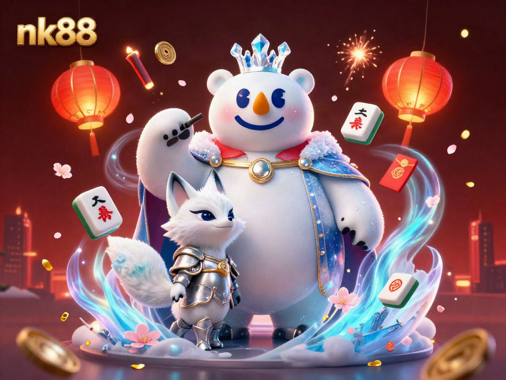 Join the exciting world of nk88 with vibrant casino-themed characters and festive elements.