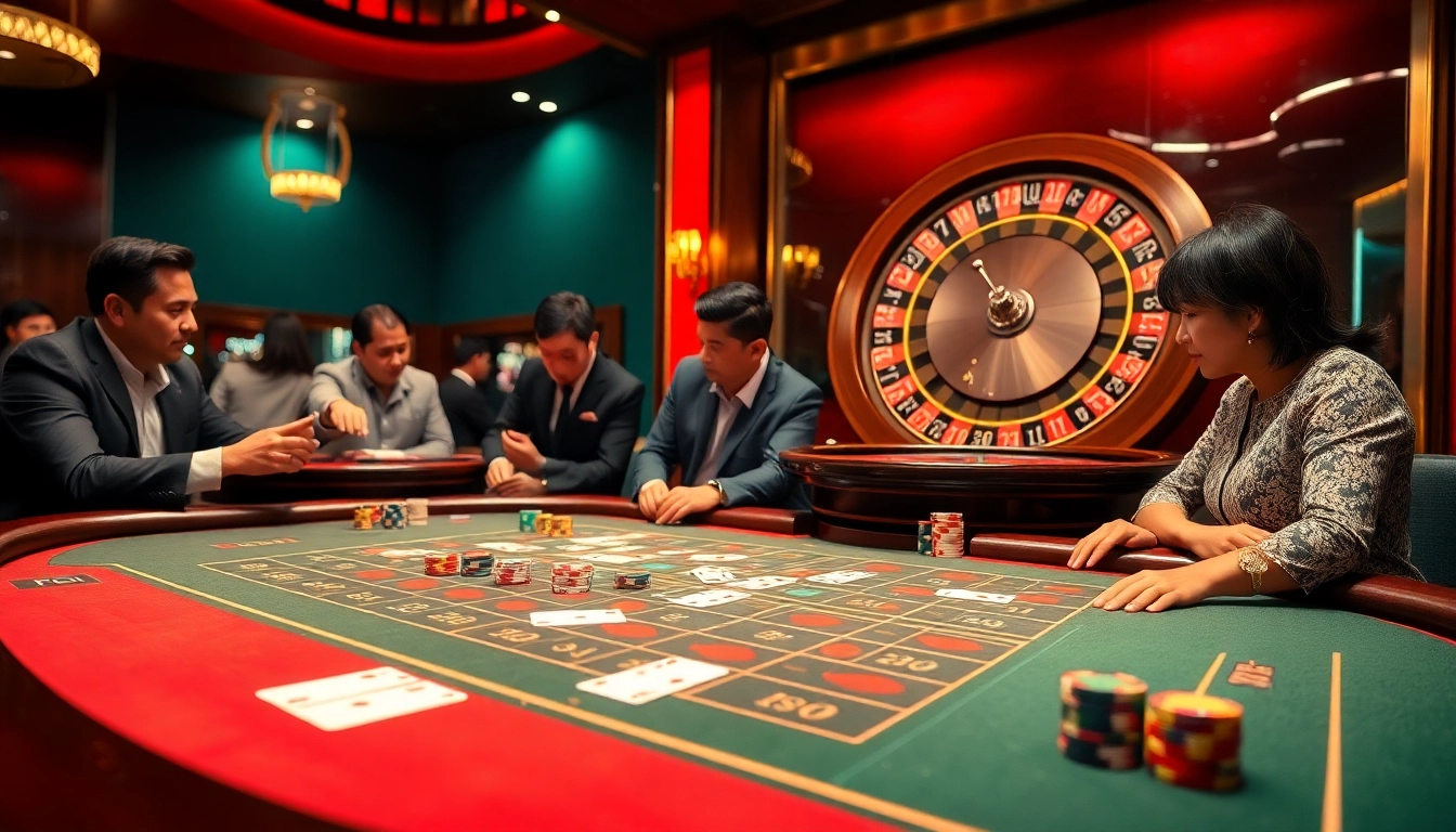 Experience thrilling action with link vào fun88 at a luxurious casino table featuring cards and chips.
