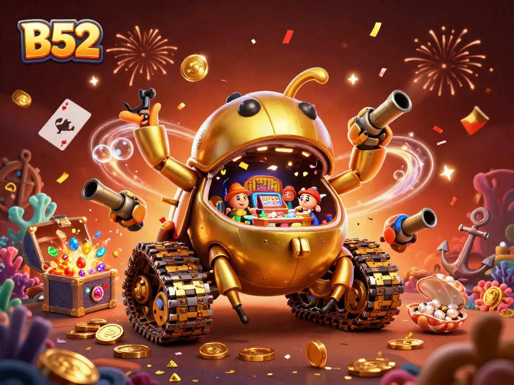 B52 thematic casino explosion showcasing vibrant confetti and gold coins in an animated scene