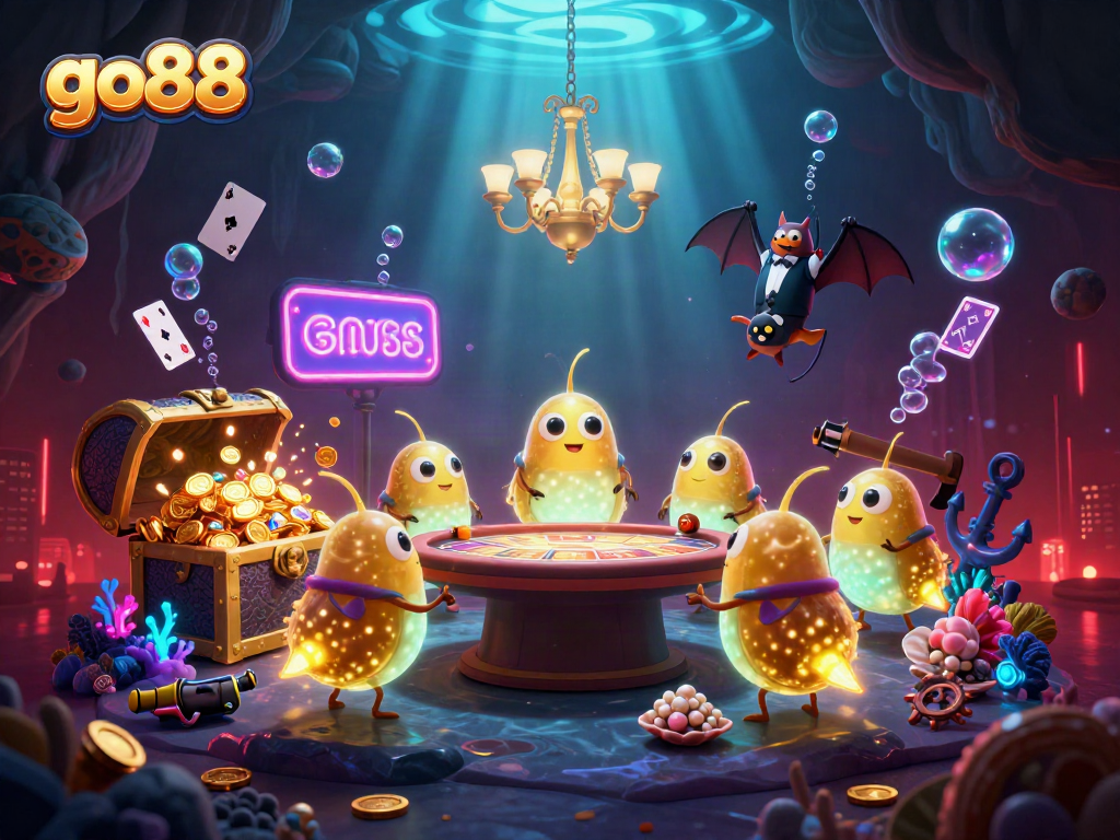 Light up your game with go88's casino adventure featuring vibrant glowworms illuminating the scene.