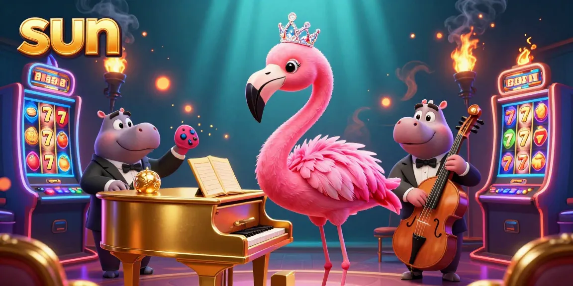 Experience the thrill of sun-themed slot games in a vibrant casino illustration.