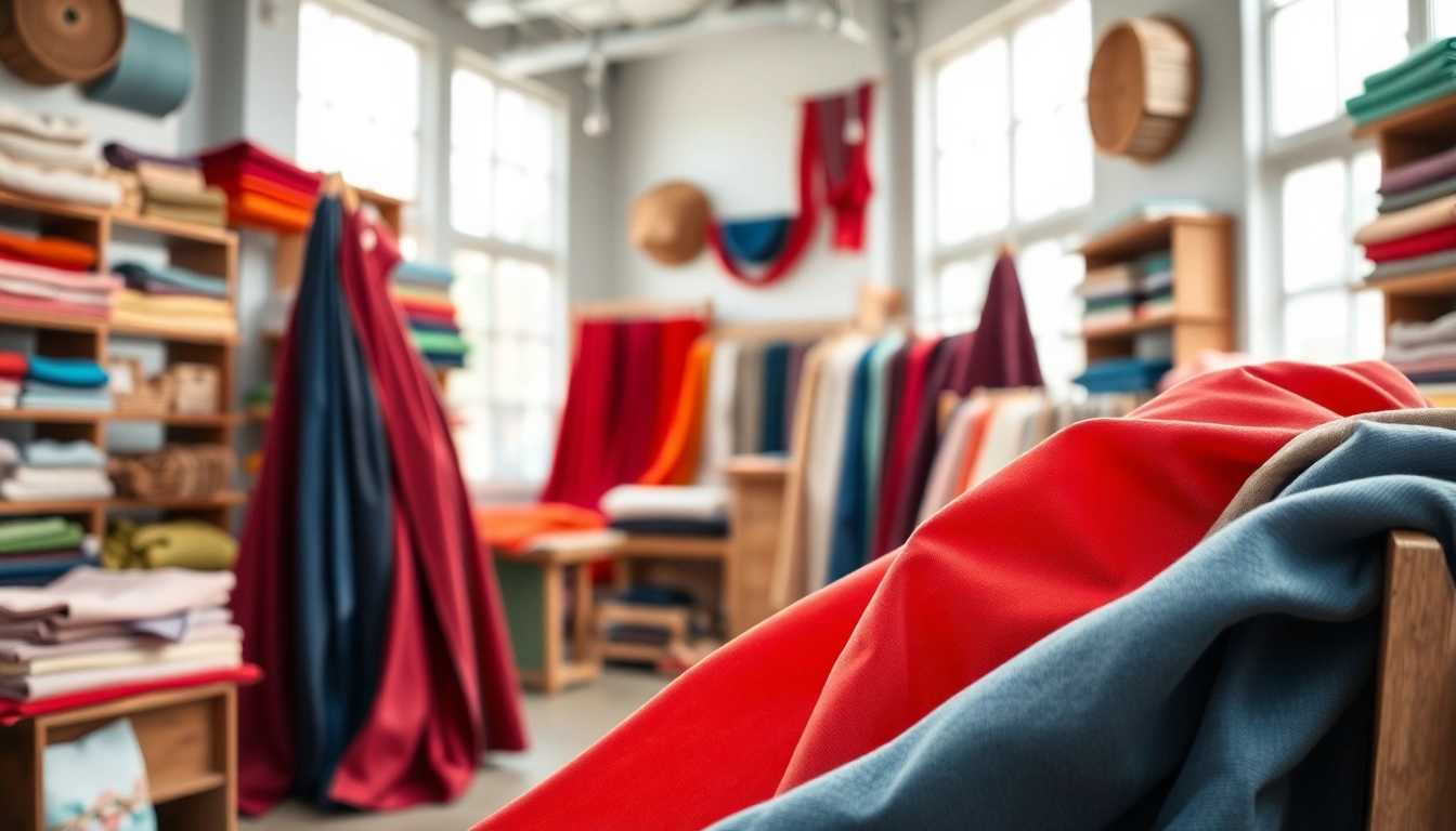 Koop stof kopen per meter in een kleurrijke stoffenwinkel vol variëteiten.