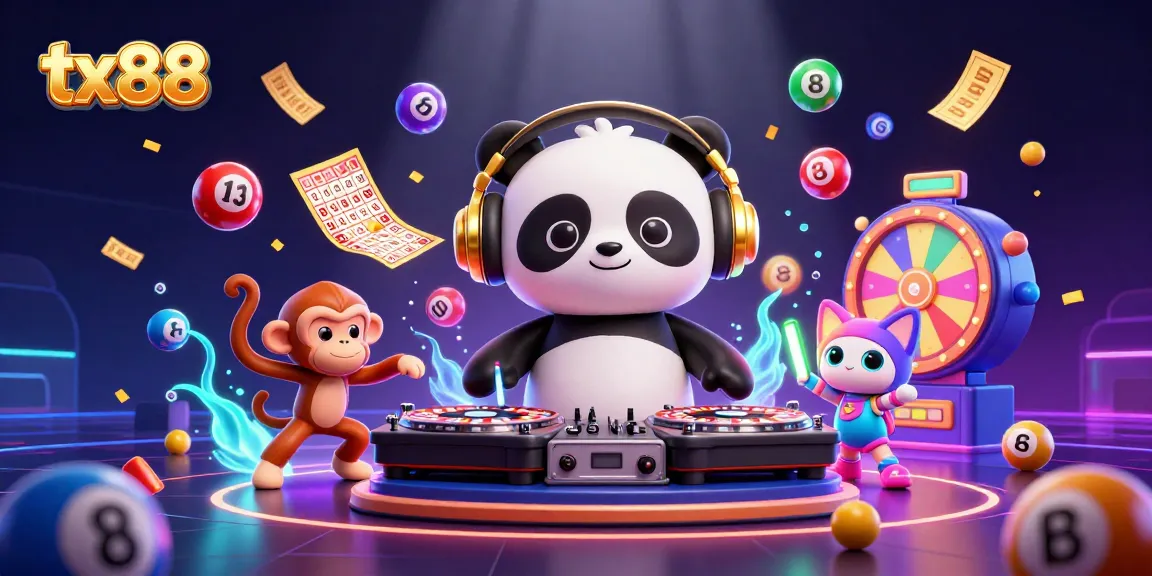 Experience the excitement of tx88 in a vibrant casino scene with animated characters and lively game elements.