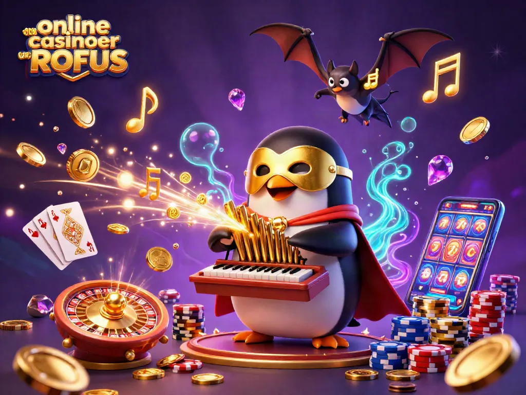 Experience the excitement of online casinoer uden ROFUS with a whimsical penguin playing for gold.
