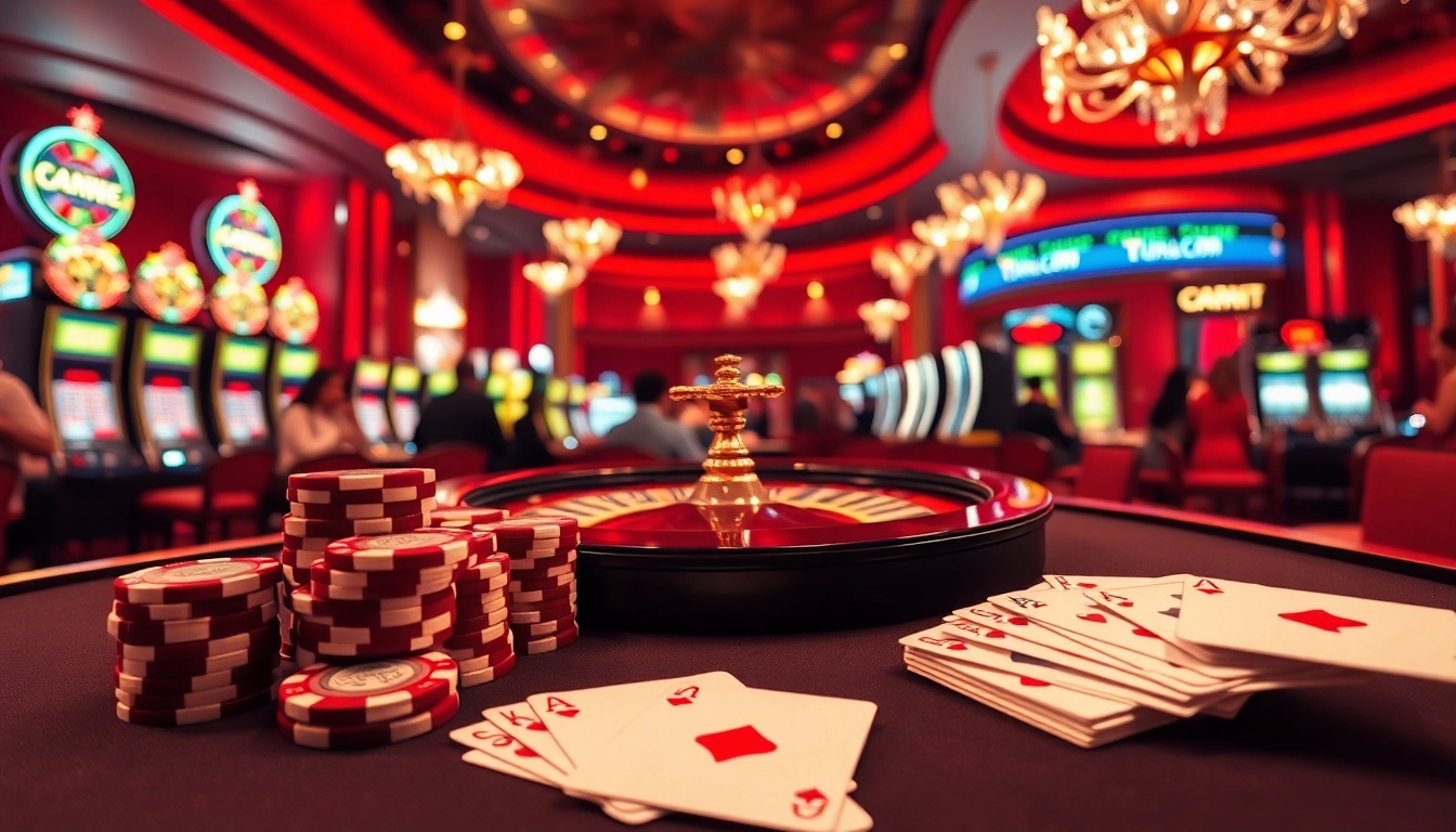Experience thrilling poker action at KJC US COM in a lavish setting with vibrant gaming elements.