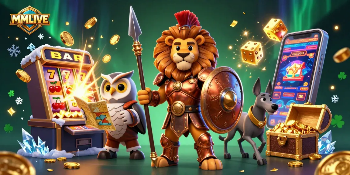 MMLIVE application showcasing a vibrant 3D scene with gaming elements and characters creating thrilling casino experiences.