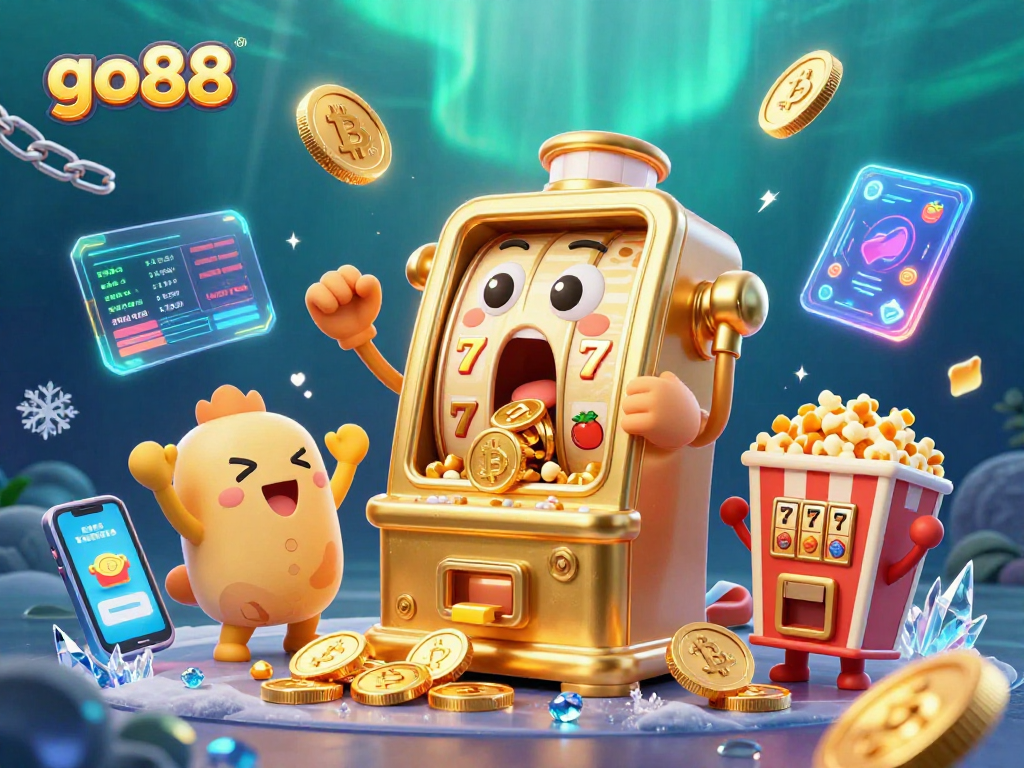 Watch go88's animated slot machine hit a jackpot with coins pouring out, celebrating in style.