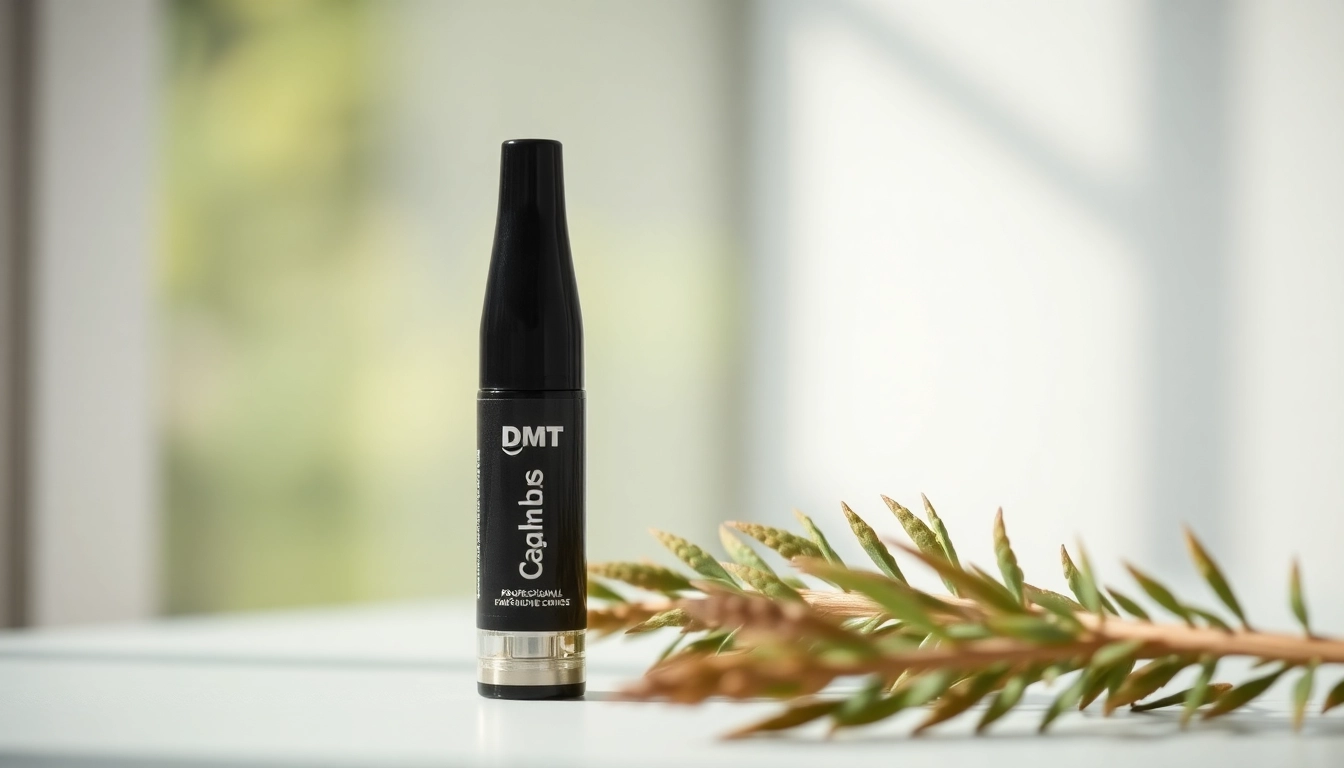 Buy DMT online easily with this visually appealing DMT vape cartridge displayed attractively.