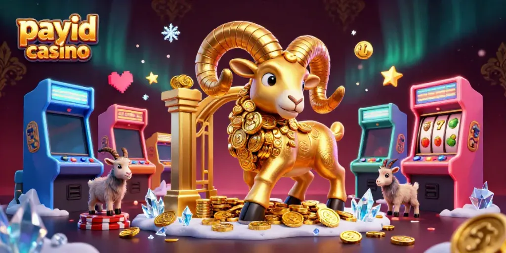 Experience the excitement of payid casino with our dynamic cartoon illustration full of vibrant gaming elements.