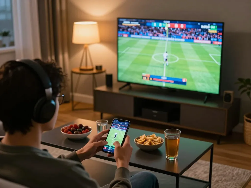 Engaging sports betting scene with gk888 app being used for live wagering.