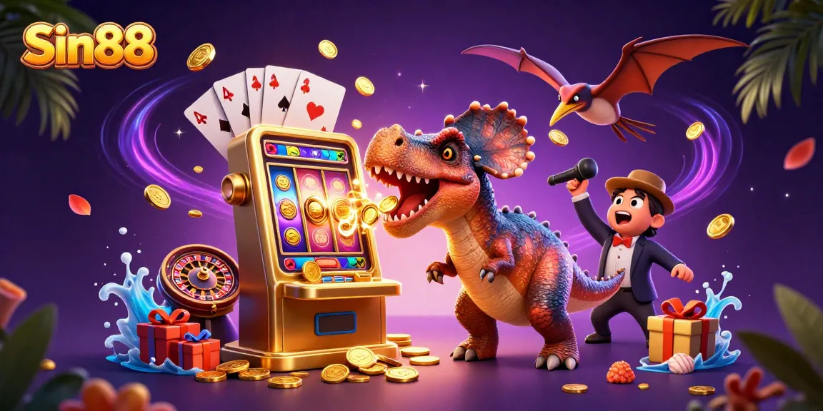 Sin88 brings excitement with a pachycephalosaurus winning jackpot coins at a lively casino.