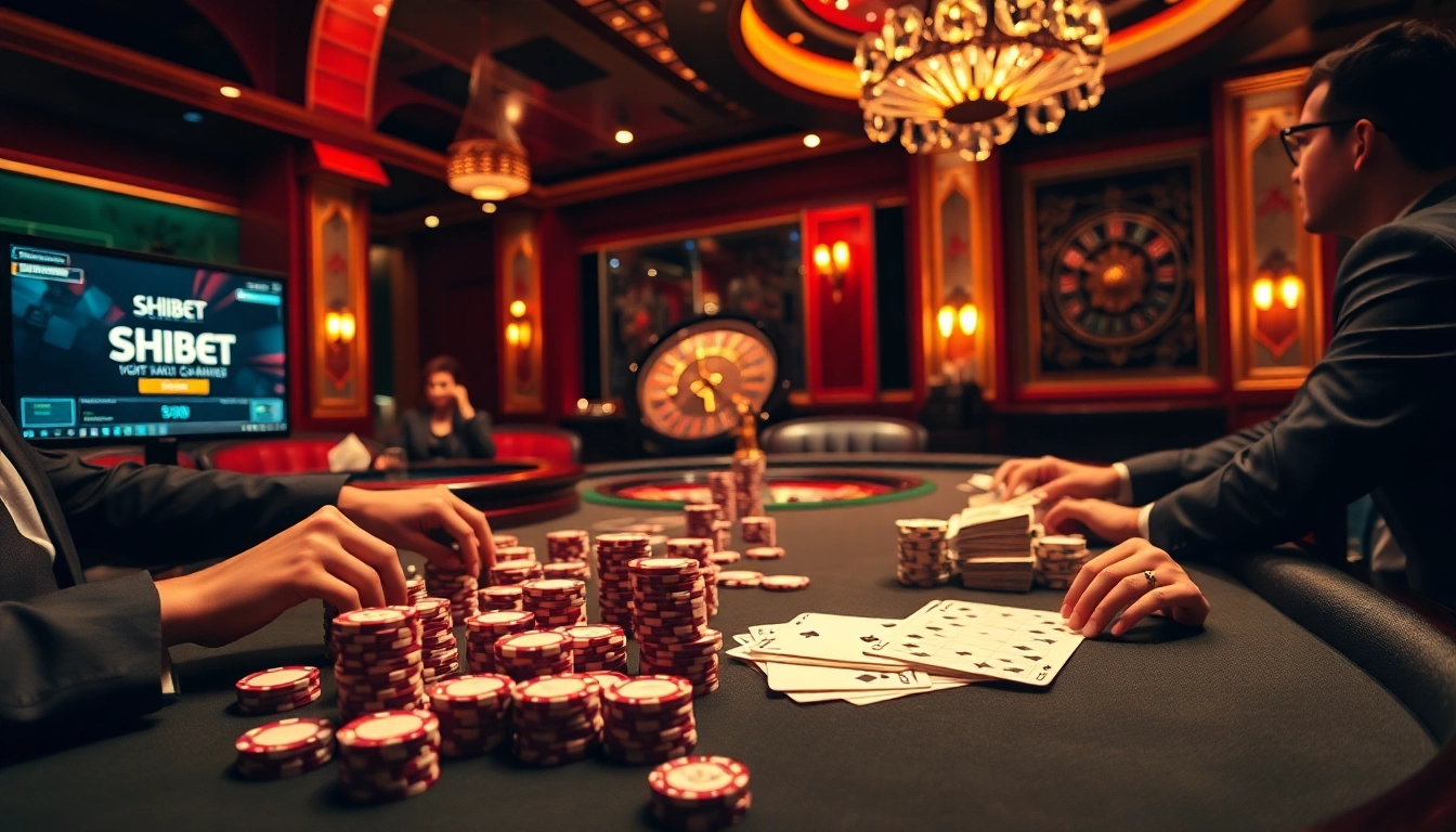 SHBET poker table featuring live play with elegant cards and luxurious ambiance