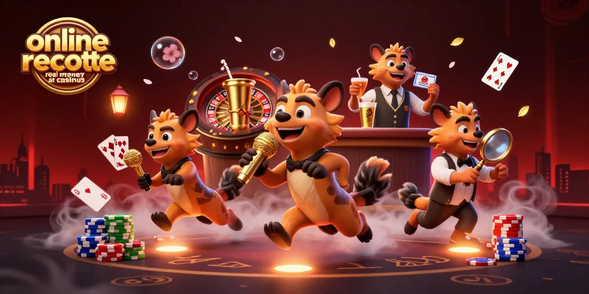 Experience online roulette real money at casinous with animated hyenas in a vibrant 3D casino scene.