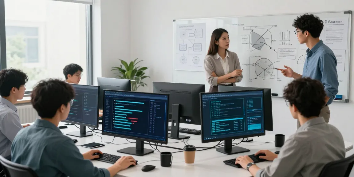 Adversarial assessment security evaluation in a modern tech workspace with cybersecurity experts.