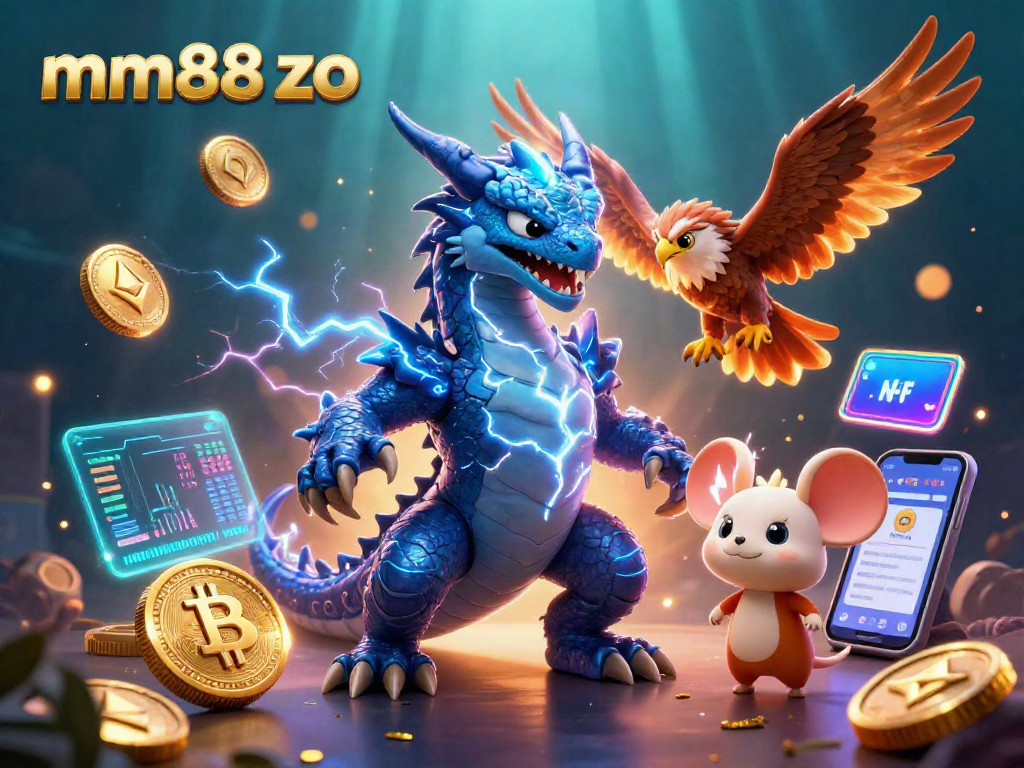 Engage with mm88 zo in a vibrant crypto gambling scene featuring dynamic characters and elements.