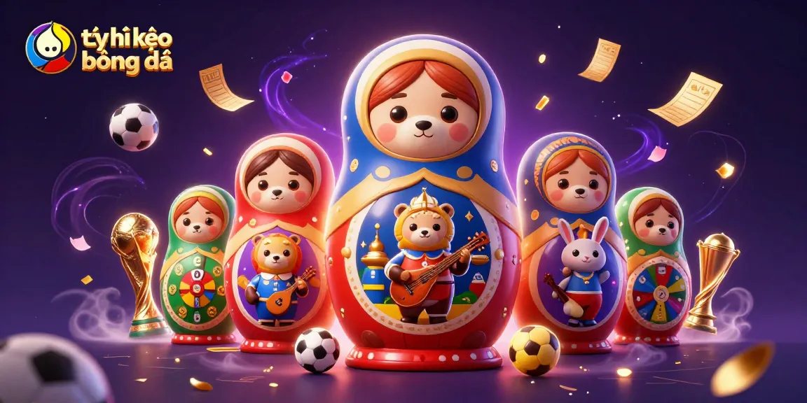 Interact with tỷ lệ kèo bóng đá through a vibrant 3D illustration of sporty characters and betting elements.