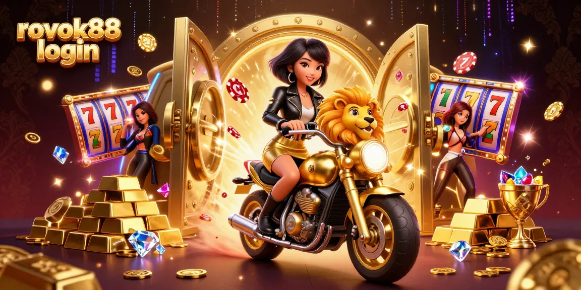 Experience exciting rokok88 login action with glamorous characters, golden treasures, and vibrant casino elements.
