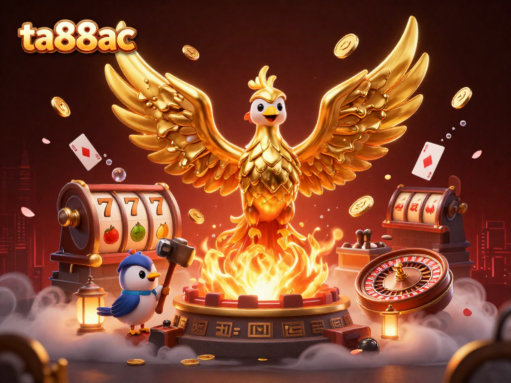 Experience the excitement of ta88ac with a golden phoenix and vibrant casino elements!