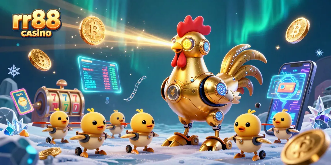 Engage in the thrilling world of rr88 casino, exploring a vibrant underwater themed casino experience with 3D robotic characters and crypto elements.