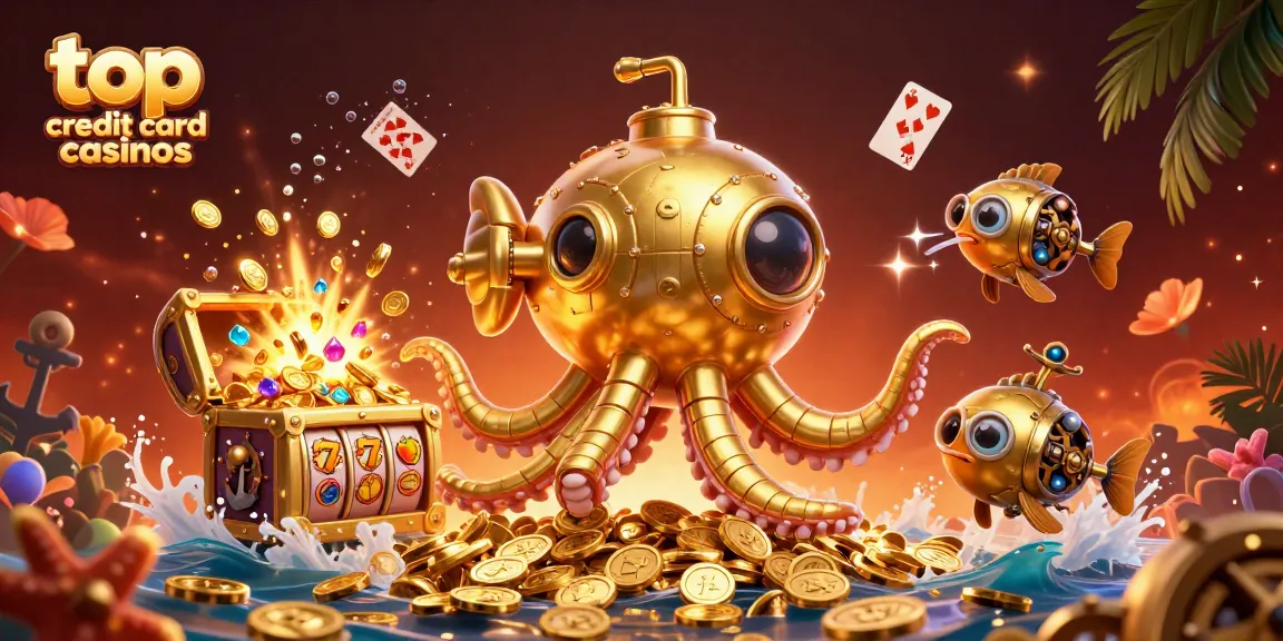 Experience thrilling action at top credit card casinos showcasing exciting slot games and underwater treasures.