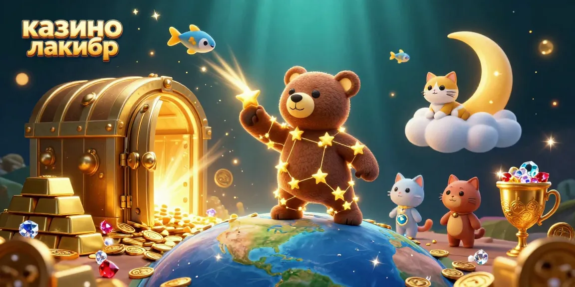 Experience excitement at казино лакибир with a dazzling illustration of stellar characters and casino treasures.