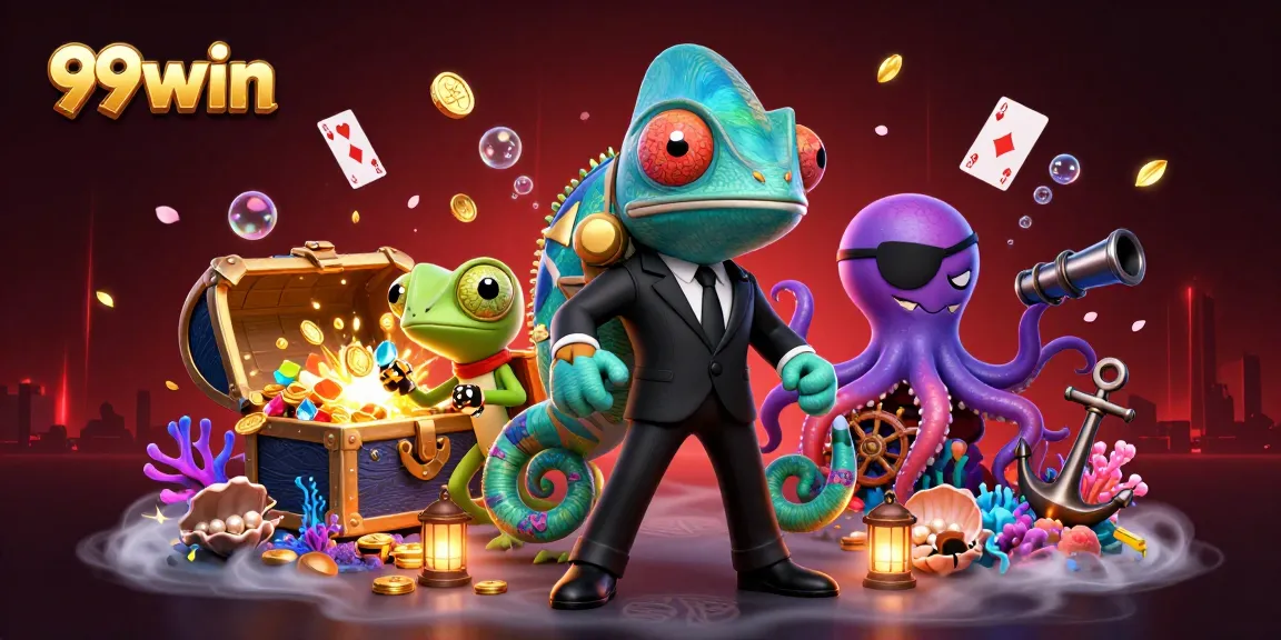 Engage with thrilling games at 99win, showcased through dynamic casino characters and vibrant elements.